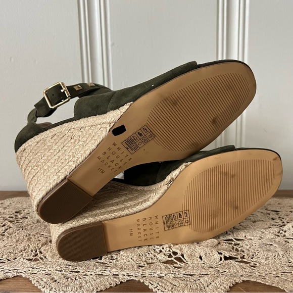 White House Black Market Ryleigh Green Suede Studded Espadrille Wedge size 11 - Picture 6 of 8